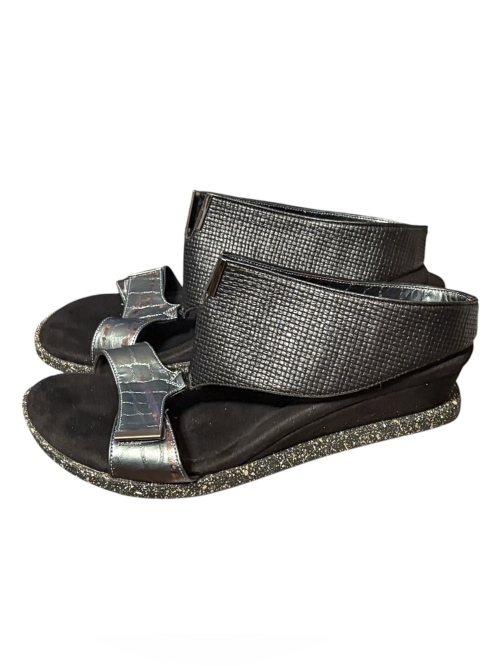 Modzori Kleo 6 - Metallic Teal Flips to Black Wedge Sandals - Picture 9 of 14